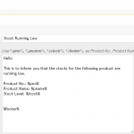 DukaPress Email Settings - low inventory warning